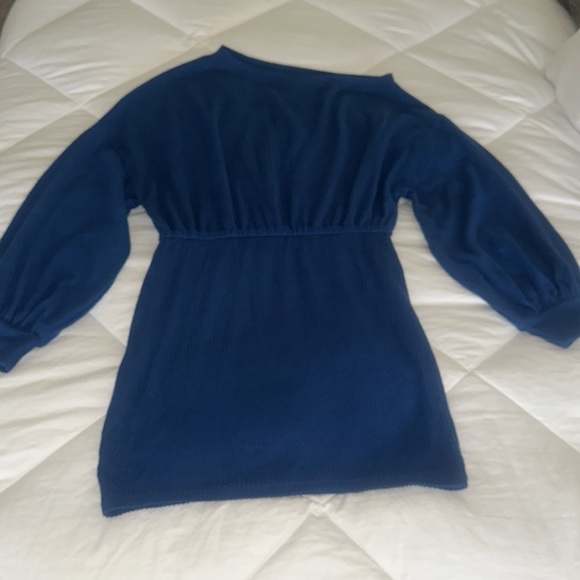 FP Beach Free People Last Call Mini Dress in Blue Asymmetric Drop shoulder Sz M - Picture 4 of 16